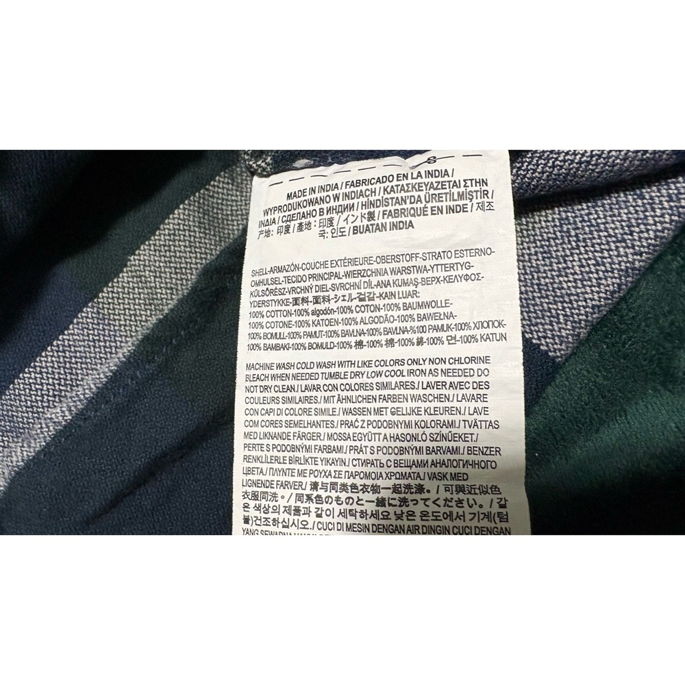 Vans Plaid Flannel Shirt Men's Medium Slim Fit Blue Tan Long Sleeve Button Up - Picture 5 of 5